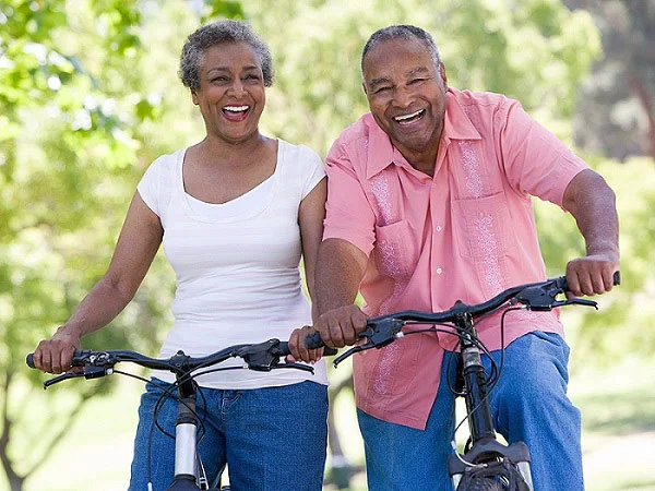 senior excercise biking. alert1 medical alert systems